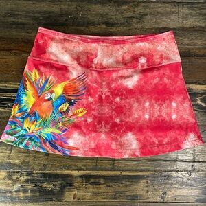 Sea Shore size medium parrot bikini skort very flattering on!  Tropical looking